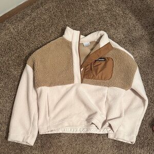 Columbia Two-Tone Fleece Jacket in Cream and Brown